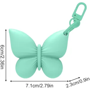 Silicone butterfly lipstick holder keychain portable lip gloss case clip mint green cute accessory