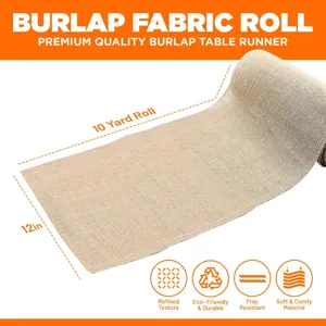 Natuurlijke Jute Stof Rol 12x10 Yard Rustieke Tafelloper voor Bruiloft Feest Decoratie