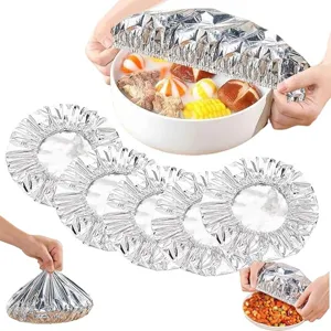 Housses de bol en feuille d'aluminium réutilisables couvercles d'aliments élastiques