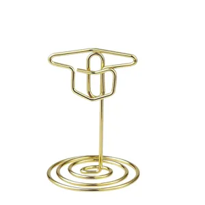Goldener Metalldraht Kartenhalter im Doktorhut Design für Glückwunschkarten und Notizen.