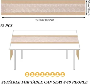 Jute kant tafelloper set van 12 stuks, 30x275cm rustieke bruiloft feest tafeldecoratie