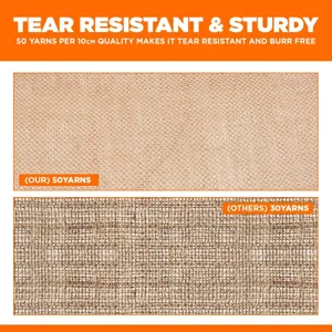 Hoge dichtheid grof jute stof textuur detail, scheurvast en duurzaam doe-het-zelf materiaal.