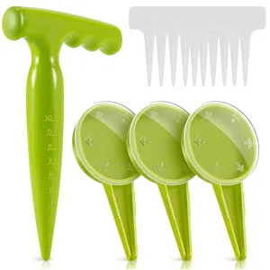 Fluorescent Green Garden Seeder Adjustable Seeder Soil Dibber With Plant Labels Practical Plastic Gardening Planting Tools
