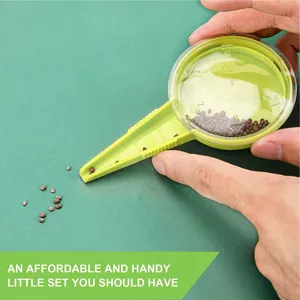 Adjustable seed dispenser tool for gardening planting green plastic seed sower planter