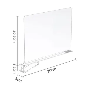 Clear acrylic shelf divider for wardrobe closet organization and storage shelf