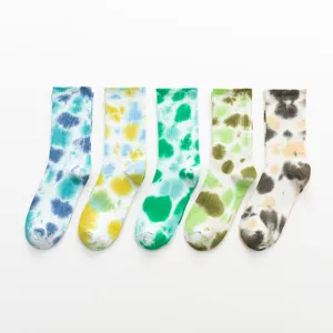 Chaussettes Mi-Hautes Tie-Dye Unisexe Coton Coloré Tendance Urbaine Chaussettes Casual pour Hommes et Femmes