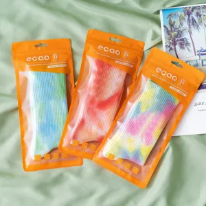 Chaussettes en coton mi-hautes tie-dye, chaussettes streetwear dégradées élégantes pour femmes.