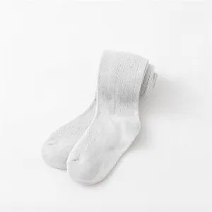 Neonato estate sottile collant maglia unito traspirante con piedi leggings grigio bimbi