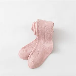 Collant da neonato in rete rosa sottili estivi leggings con piedi per bambini comodi
