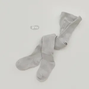 Collant sottili per bambini a righe verticali traforate per bambine grigio abbigliamento comodo