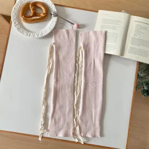Scaldamuscoli in maglia rosa stile giapponese con fiocchi, calze estive primaverili.