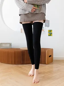 Thickened Thermal Leg Warmers Winter Warm Long Tube Knit Leg Socks For Women And Men Solid Color Casual Legwear