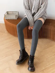 Thick ribbed over the knee leg warmers, cozy winter thermal long socks for women daily warm wear.