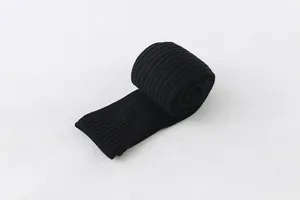 Black ribbed knit leg warmers winter thermal thick tube socks cozy stretch boots