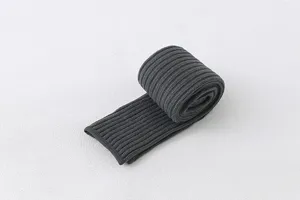 Dark grey thermal knitted long leg warmers winter cozy thick solid color slouch socks