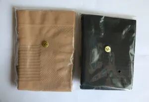 Detailed view of thermal knee support sleeves in beige and black, XL size, cozy knit fabric.