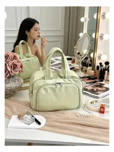 Large capacity cosmetic bag portable travel toiletry storage organizer for daily use.