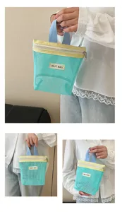 Süßigkeit farbige Netz Kosmetiktasche mit Reißverschluss, tragbare Make-up Aufbewahrungstasche.