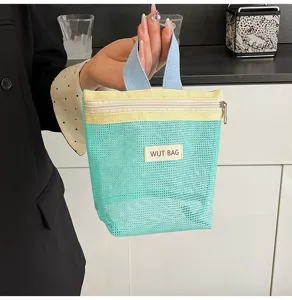 Bunte Netz Kosmetiktasche, tragbare Make-up Tasche für Reise, süßer Kulturbeutel Organizer.