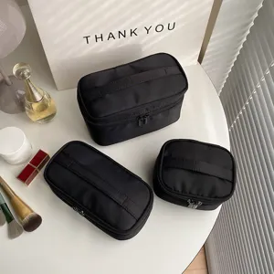 Minimalistische Effen Kleur Stof Toilettas Grote Capaciteit Reizen Make-up Opbergtas Draagbare Cosmetische Tas