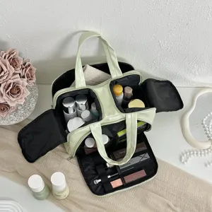 Multi-functional large capacity cosmetic bag portable travel toiletry storage organizer.