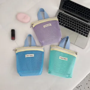 Süßigkeiten Farbe Netz Kosmetiktasche tragbar Reißverschluss Make-up Aufbewahrung Tasche.