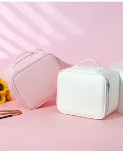 Large capacity solid color cosmetic bag portable travel toiletry storage bag chic aesthetic