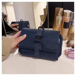 Beauty case da appendere portatile pieghevole borsa per trucco blu navy da viaggio