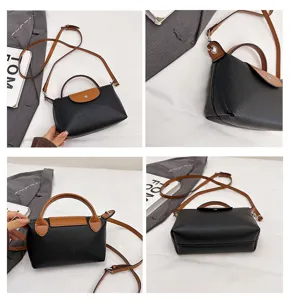 Women stylish leather dumpling top handle bag casual chic crossbody purse black brown
