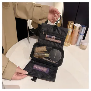 Borsa da toilette da viaggio appendibile con gancio, organizer cosmetico pieghevole.