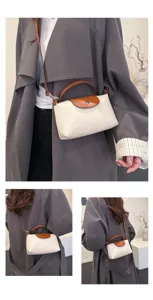 Women Fashion Contrast Color Leather Dumpling Bag Crossbody Handbag Casual Daily Wear