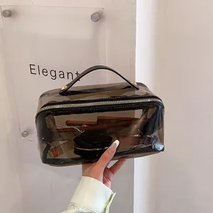 Borsa per Cosmetici Trasparente in PVC Grande Capacità Portatile Organizzatore di Toilette Impermeabile Borsa Viaggio Quotidiano