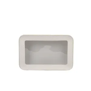Weisse minimalistische transparente Kosmetiktasche groesse Kapazitaet Make-up Organizer