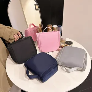 Large capacity hanging toiletry bag multi-color portable cosmetic travel organizer pouch.