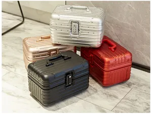 Aluminum alloy cosmetic case portable makeup train case hard shell vanity makeup storage box.