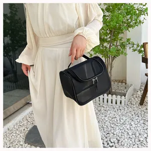 Schwarze Netztasche Kosmetiktasche große Kapazität tragbare Kulturbeutel Make-up Organizer