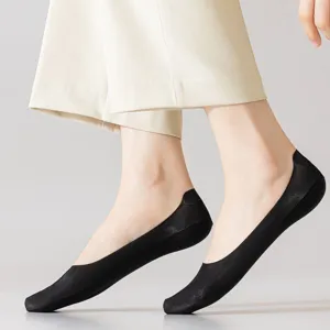 Women's solid color thin no-show boat socks with comfortable cotton bottom for daily wear.