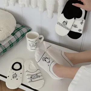 Chaussettes invisibles basses à motif chat et poisson pour femme, printemps et été confortables.