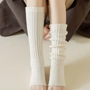 Women knitted stirrup leg warmers winter warm solid color casual cozy calf socks covers