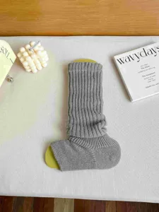 Women winter thick knitted footless leg warmers solid color cozy boot cuffs boot socks