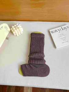 Winter knit stirrup leg warmers solid color thick wool calf socks for women cozy