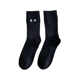 Chaussettes longues hiver chaud cachemire laine femme chaussettes noires pelucheuses