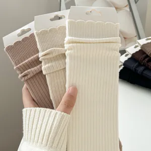 Women knit slouch socks winter warm solid color ribbed leg warmers casual fashion hosiery