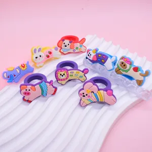 Bambini Simpatico Cartone Animato Bassotto PVC Anello Morbido DIY Giocattolo per Bambini Anello Regolabile Moda Gioielli Regalo