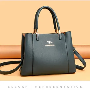 Donkergroene dames handtas elegante shopper schoudertas crossbody tas met handvat riem