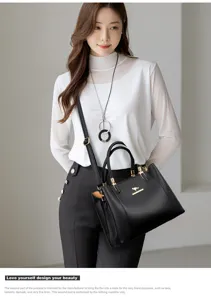 Stijlvolle zwarte leren handtas voor dames, elegante schoudertas en crossbodytas.