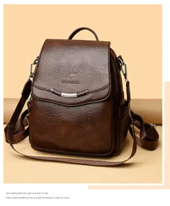 Vintage Damen Rucksack aus weichem Leder, modische Freizeit Reisetasche mit praktischem Henkel.