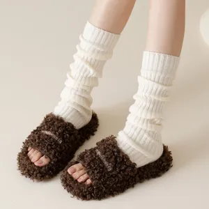 Knit leg warmers for women winter warm ribbed boot cuffs JK college style cozy socks