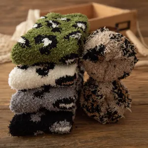 Cozy thick coral fleece socks for women, cute plush fuzzy winter sleep socks warm home.