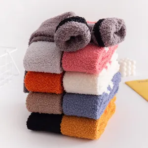 Cozy coral fleece women warm fuzzy socks winter thick home sleep socks multi-color set